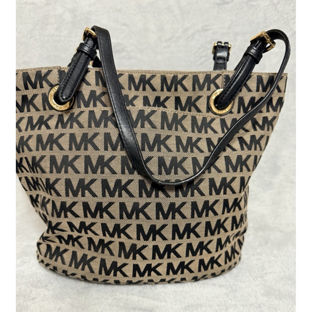 Michael Kors MK Tote Bag Purse Canvas Jacquard Print Logo Messenger Shoulder Bag - Picture 5 of 8